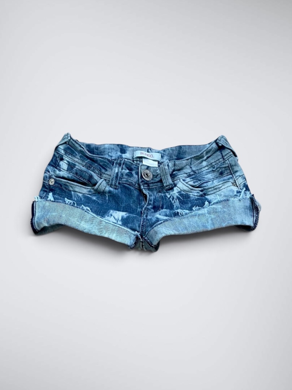 Bongo Acid Wash Low Rise Micro Denim Shorts